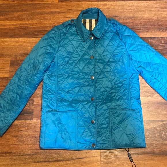 Burberry Brit Light Turquoise Quilted Jacket Youth Size 12 - Picture 3 of 6